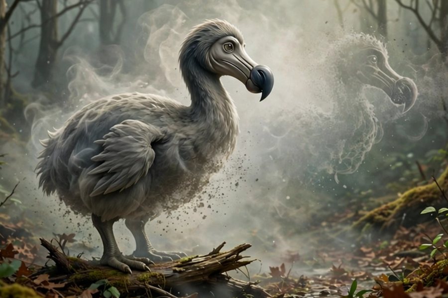 Picture clue: a rare animal fading away as its species disappears