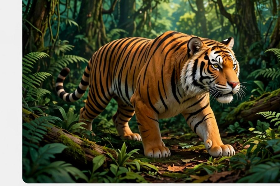 Picture clue: a tiger hunting in the wild